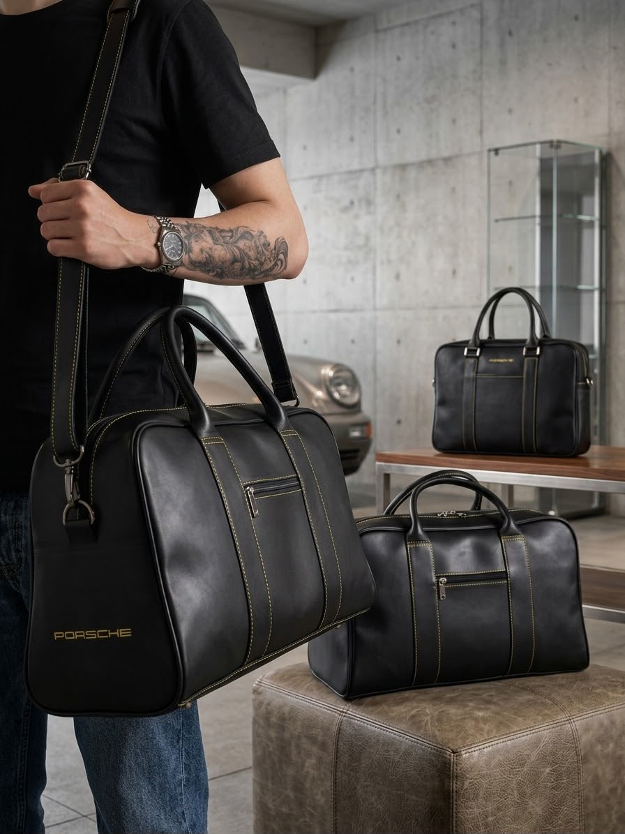 Colección Panther Bags en un ambiente automotriz premium